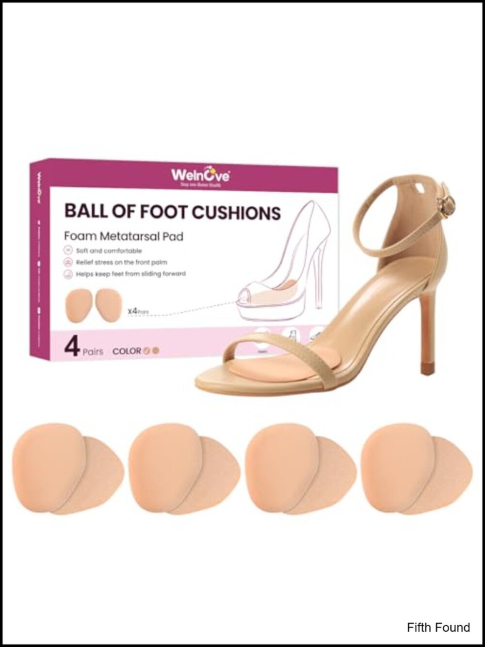 Ball of Foot Cushion Metatarsal Pads Anti-Slip Foot Insert Pads for High Heels